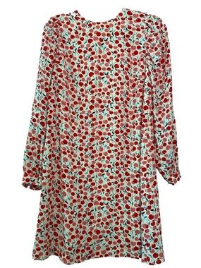 Ann Taylor Loft Cherry‎ Print Swing Dress Size S Balloon Sleeves Retro Mod-Chic